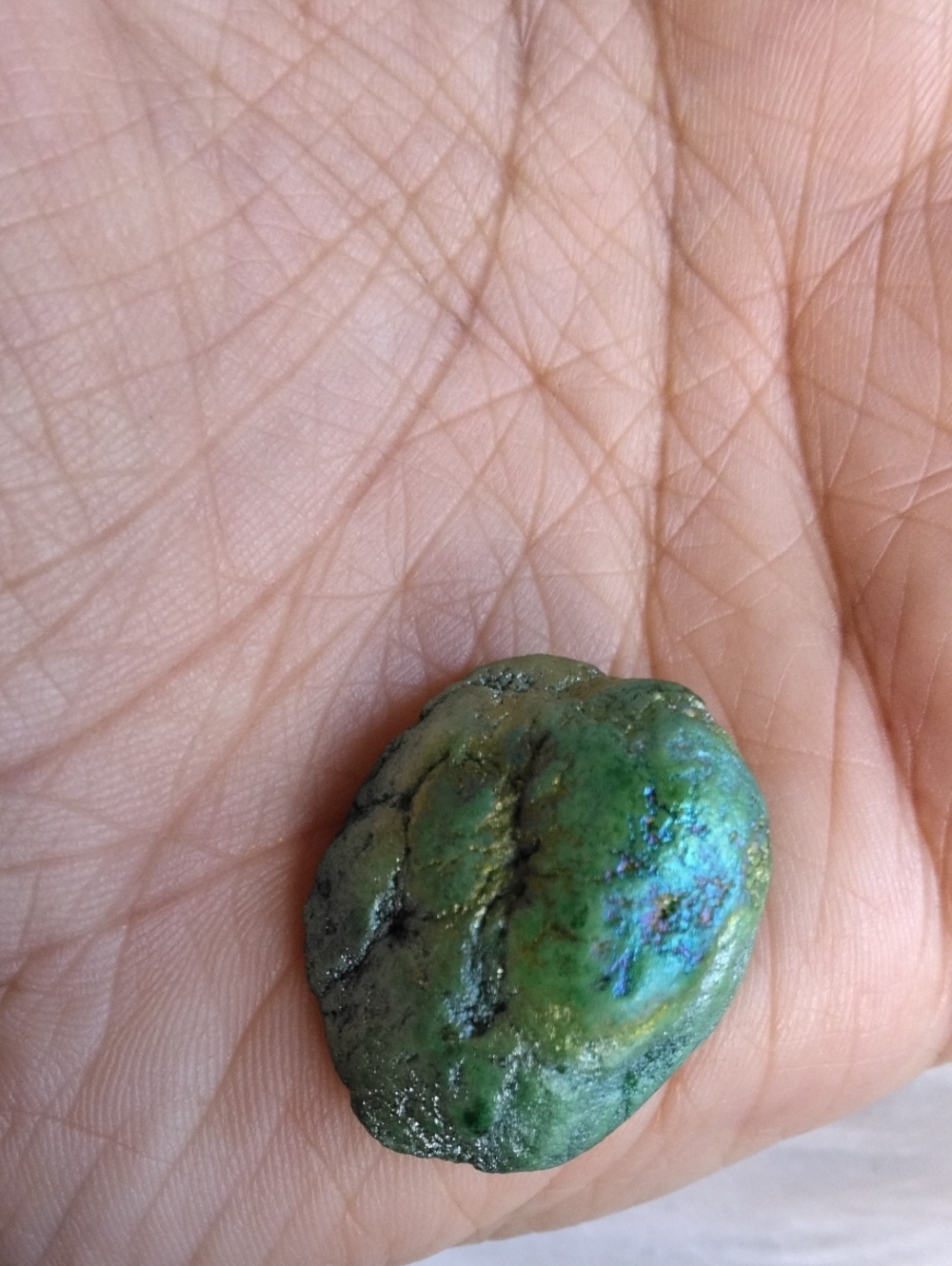 Small Green Aura Druzy Geode Iridescent Druzy Geode Display Piece - Picture 5 of 5